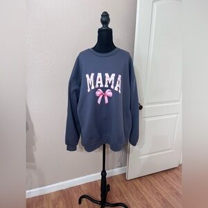 Gray 'Mama' Sweatshirt with Pink Bow